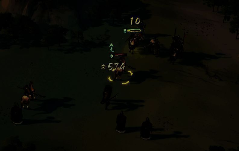 刘备、关羽、张飞三人并肩作战的游戏截图，技能特效华丽，展现羁绊加成效果