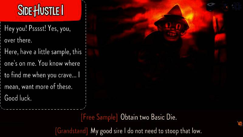 战斗中骰子滚动动画，显示不同面数带来的特殊效果选项