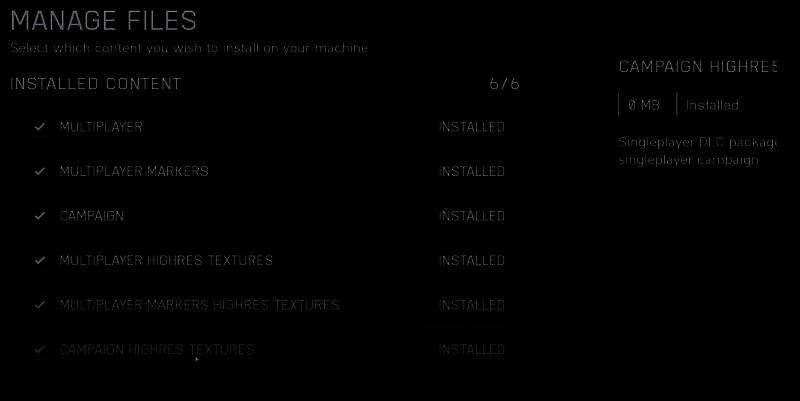 玩家在设置界面勾选想要安装的游戏模块，如多人模式或高分辨率材质