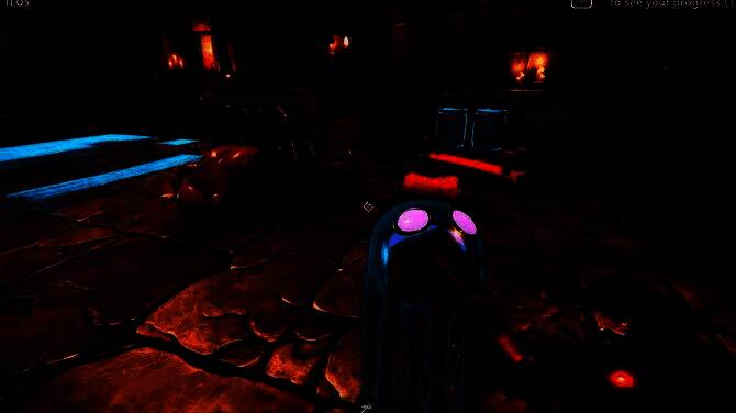 四位不同颜色装扮的哥布林女仆合力推动一辆堆满垃圾的推车，背景是燃烧的火盆和倒塌的石柱