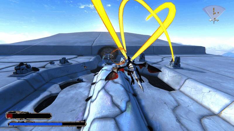 巨龙在空中盘旋，玩家操控武器锁定远处飞来的机械飞行单位