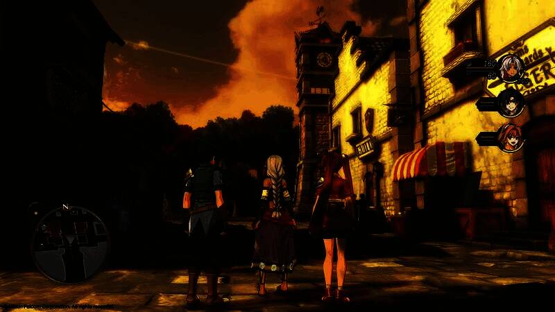 战斗场景截图：艾丝蒂尔施展S技‘闪耀银光’，剑刃划出炫目光芒，敌人被击飞，背景伴有强烈粒子特效