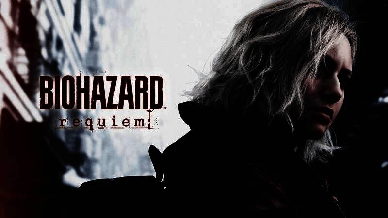 《生化危机9：安魂曲》游戏画面概念图，昏暗走廊中主角持枪前行，四周弥漫着诡异雾气