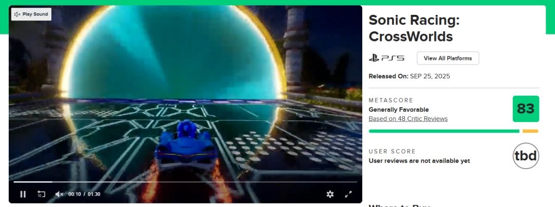 《索尼克赛车：交叉世界》角色群像展示画面，包含索尼克、初音未来、Joker与海绵宝宝同框出镜