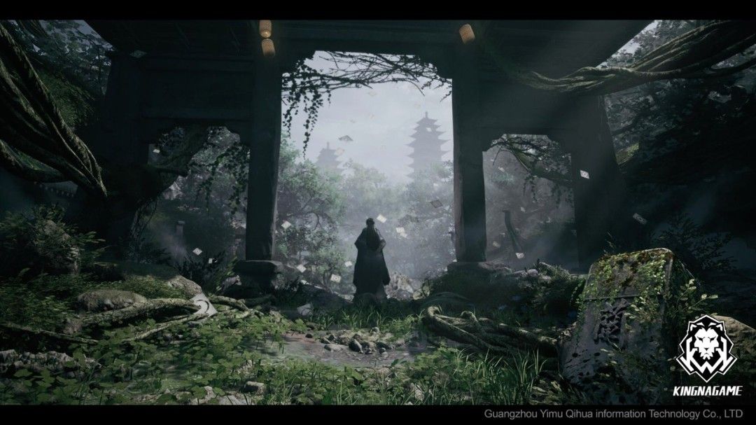 《琉隐无界》角色在复杂立体箱庭地图中穿梭，背景为霓虹光影交织的赛博都市与古风建筑融合场景