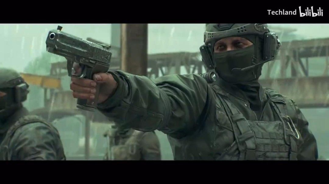 高速跑酷镜头，主角飞跃破败屋顶，身后夕阳映照废墟城市轮廓