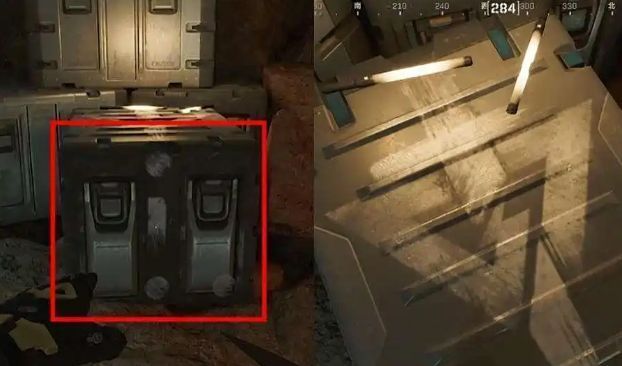 玩家正在山洞前依次摆放协议箱的场景，周围有明确标识点提示