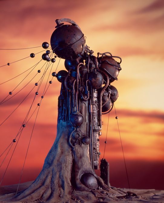 《巴洛克》合集宣传图，画面呈现神秘神经塔与主角孤独前行的剪影，整体风格阴暗诡谲