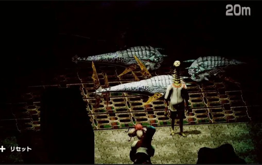 迷宫俯视地图局部截图，显示复杂路径与闪烁的未知区域标记