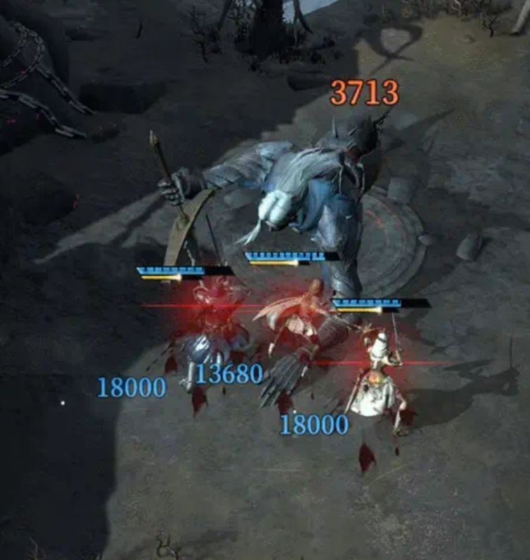 玩家队伍四人组队界面，分别显示光之盾、林地游侠、骨语女士及治疗者角色站位布局