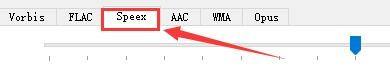 Speex选项卡被选中，展示其具体的编码参数设置区域