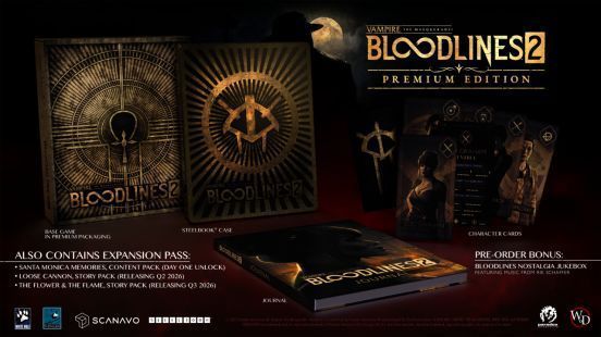 《吸血鬼：避世血族2》游戏画面展示主角弗埃尔行走在西雅图雨夜街头，霓虹灯光映照在湿漉漉的地面上，周围弥漫着神秘而压抑的哥特式氛围