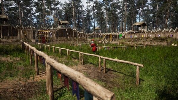 玩家在夜晚点燃火把查看地图，周围森林阴森可怖，远处有敌对玩家潜伏