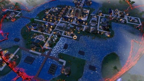 士兵列队出征，祭司在神庙前举行仪式，天空乌云密布