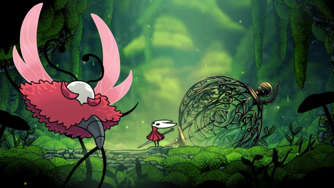 《空洞骑士：丝之歌》地图界面对比图，展示使用羽笔前后地图清晰度变化