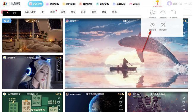 侧边栏菜单中，“软件设置”选项被清晰标注并处于可点击状态