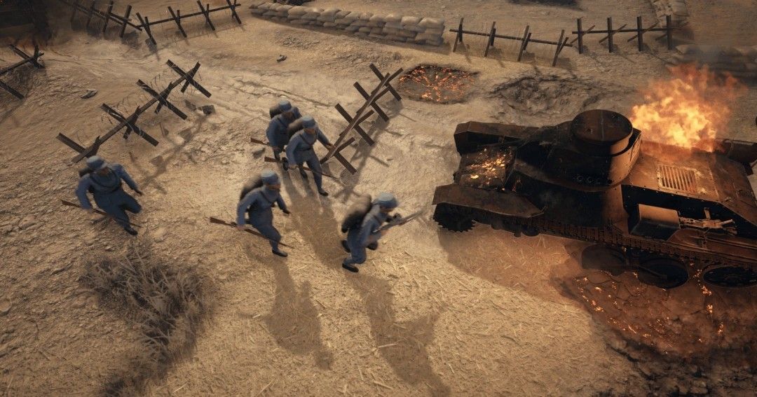 《勇气赞歌》战斗画面截图，小队成员在废墟中掩体前进，枪火交加，氛围紧张逼真