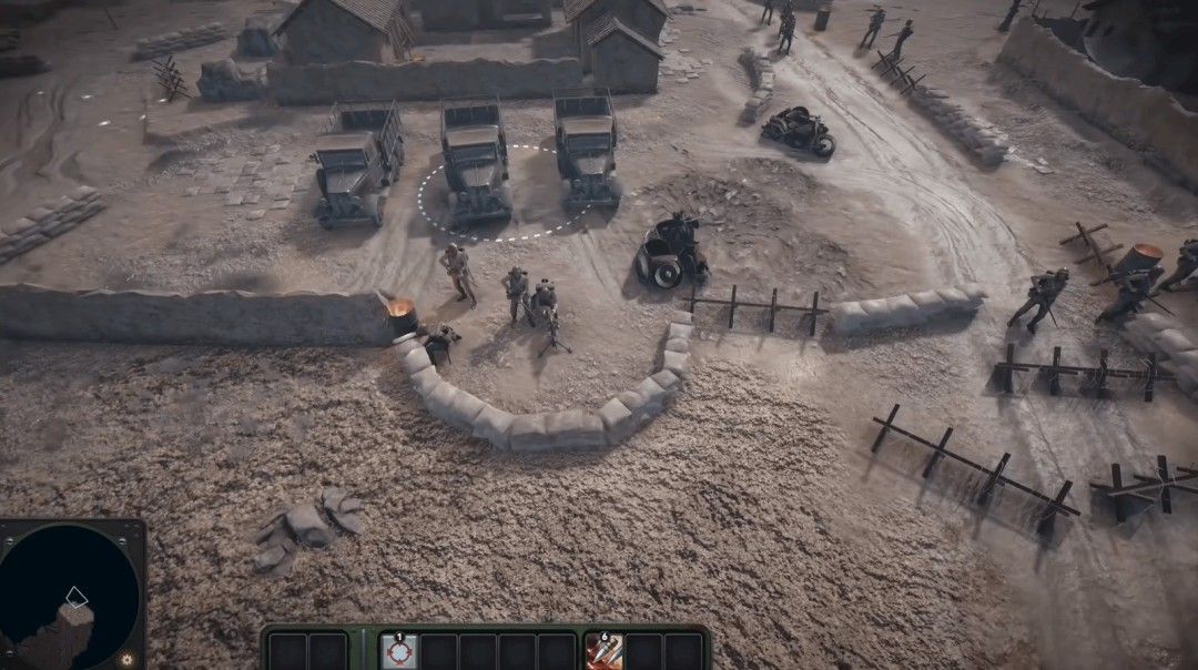 载具战斗场景，中国士兵驾驶轻型坦克冲破日军阵地，炮火轰鸣，尘土飞扬