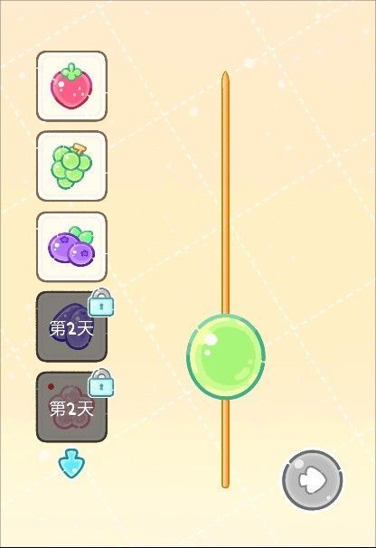 玩家正在将草莓、山楂等水果滑落到竹签上的过程截图，画面清晰展现串果细节