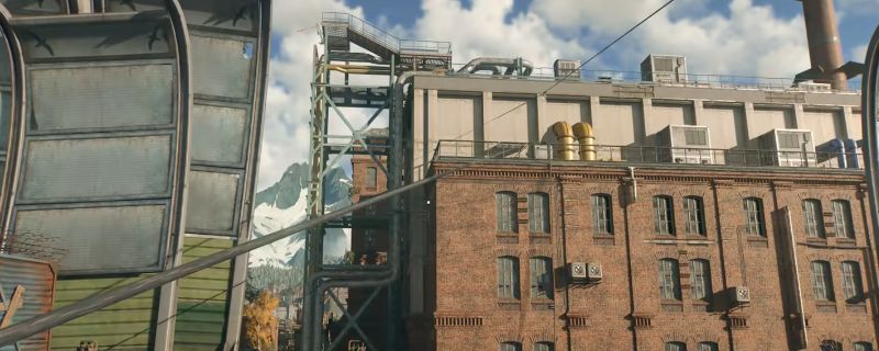 《消逝的光芒：困兽》游戏中高速公路公交避难所外观，一辆被改造的公交车坐落于高速公路旁，周围布满障碍物与丧尸