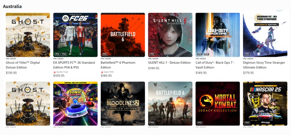 欧洲PS商店预购排行，《羊蹄山之魂》以显著优势领先第二名