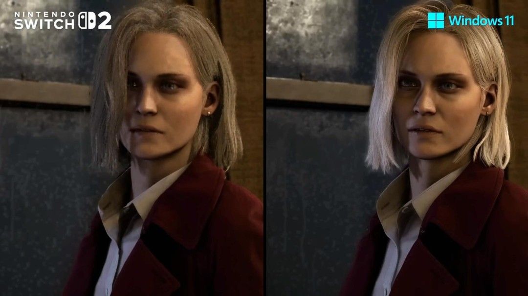 角色面部光影对比，Switch2版保留了大部分阴影层次