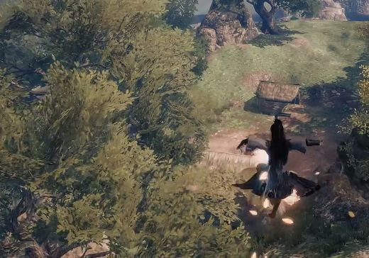 游戏内不同木材采集点分布示意图，标注了松木、杨木、柳木和槐木的具体位置