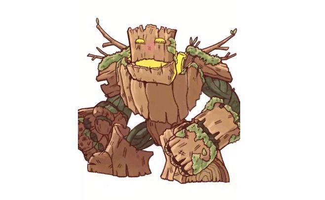 大木头普通攻击动画截图，角色挥舞双拳向前冲击，带有打击特效和文字提示‘重拳出击’