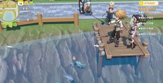 玩家在矿洞中挥动金斧头劈开岩石，地面散落着各种矿石和宝石，角色背包已装满