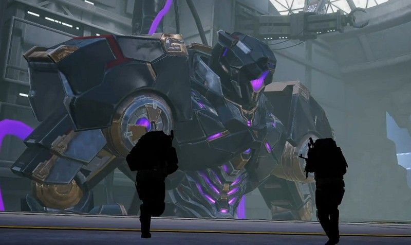 玩家乘坐矿车穿越幽深隧道，前方可见辐射区入口的红色警示灯闪烁