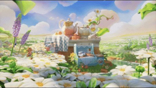 角色使用吸香瓶采集铃兰花散发的香气，周围飘散着柔和光效