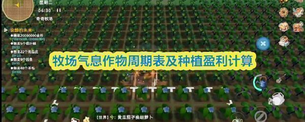 《牧场气息》游戏中春季农田场景，绿意盎然的田地整齐排列，角色正手持水壶浇水