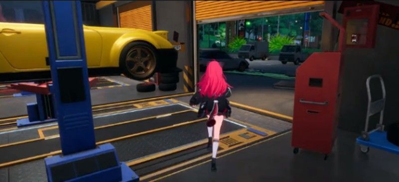 《异环》车内视角下玩家正在调试引擎参数，仪表盘显示马力、扭矩等实时性能指标，背景为半透明的机械结构图