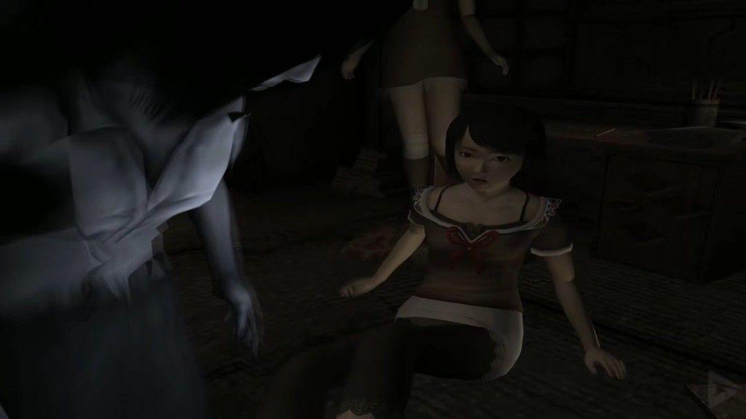 昏暗走廊中的纸灯笼与阴影，营造压抑恐怖气氛