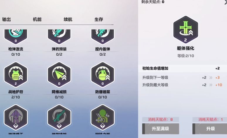 玩家在游戏中进行天赋重置操作的界面，展示已选天赋高亮显示，右侧有确认按钮与资源消耗提示