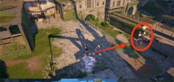 远景镜头展现呜呜车站整体布局，红圈标注盖章点具体位置