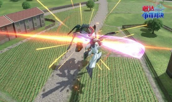 凤凰敢达施展多段格斗连招，最后一击引发爆炸火花