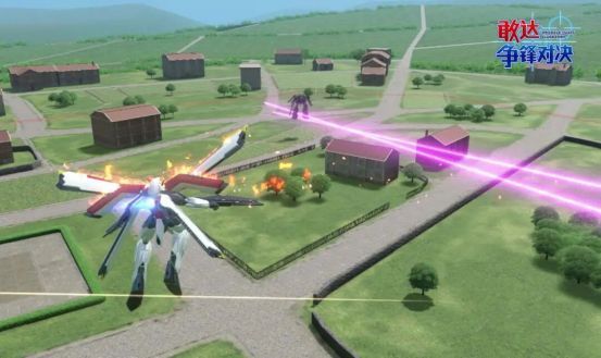 机体向侧方滑行释放浮游炮，随后空中转身射击落地