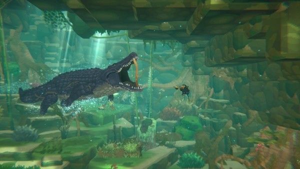 《潜水员戴夫》Xbox版本上线宣传图，主角戴夫身穿潜水服站在珊瑚礁旁，背景是绚丽的海底世界