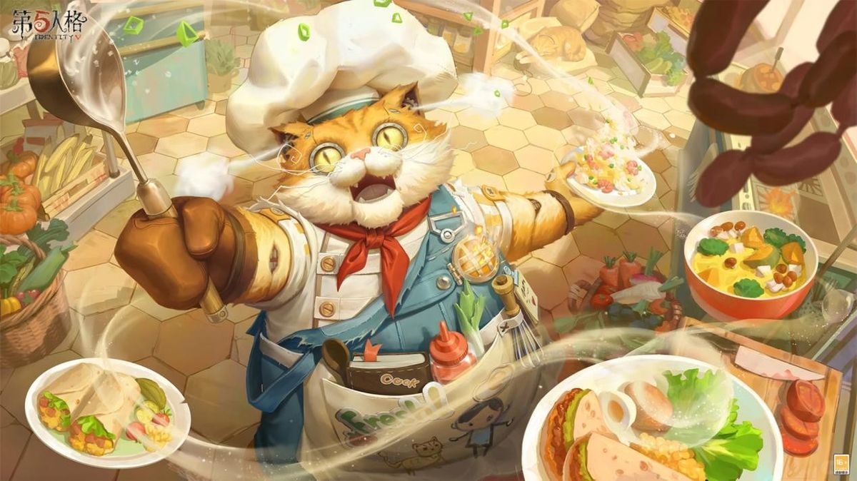 游戏内26号厨房场景，猫咪大厨站在灶台前忙碌烹饪，周围飘散着热气与食材香味，氛围温馨治愈
