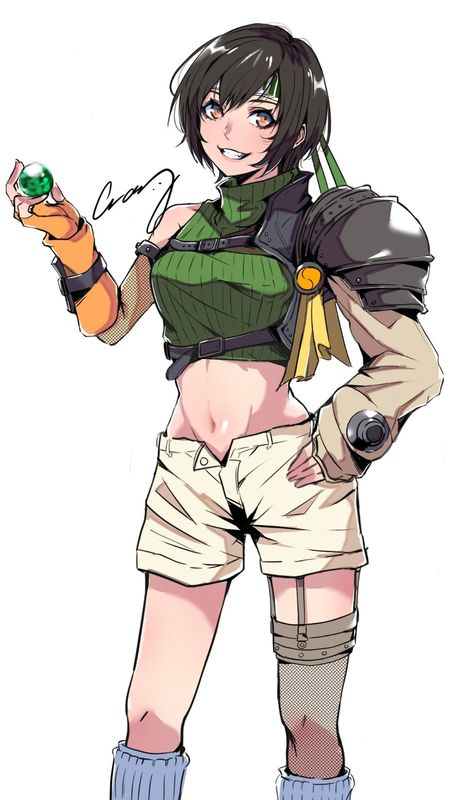 另一幅由@risumilk绘制的尤菲侧身回眸图，眼神俏皮，发丝随风飘扬