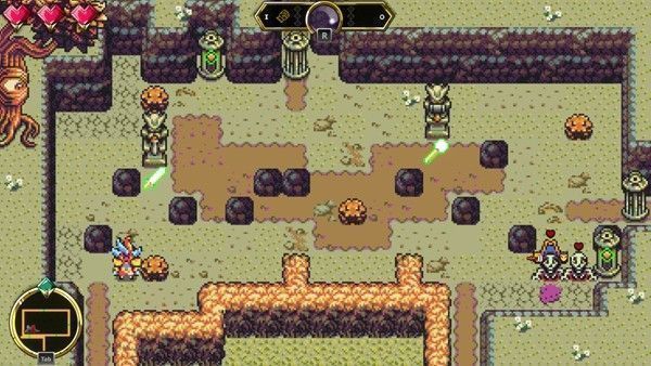 另一场Boss战画面，Boss释放环形冲击波，玩家利用敌人尸体作为掩体进行滑行定位