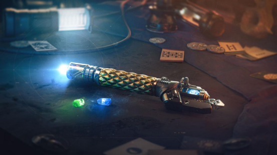 一名泰坦使用爆能枪连续扫射敌人，枪口喷出蓝色高温火焰，周围敌人被击退