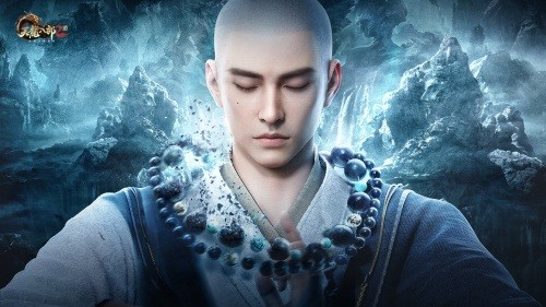 角色展示界面显示神功系统面板，多个武学图标环绕角色周身，光影特效彰显霸气