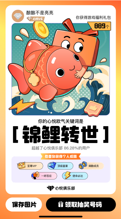 ‘测测你的欧气关键词’活动页面预览图，用户正在生成带有个性标签的年度运势报告