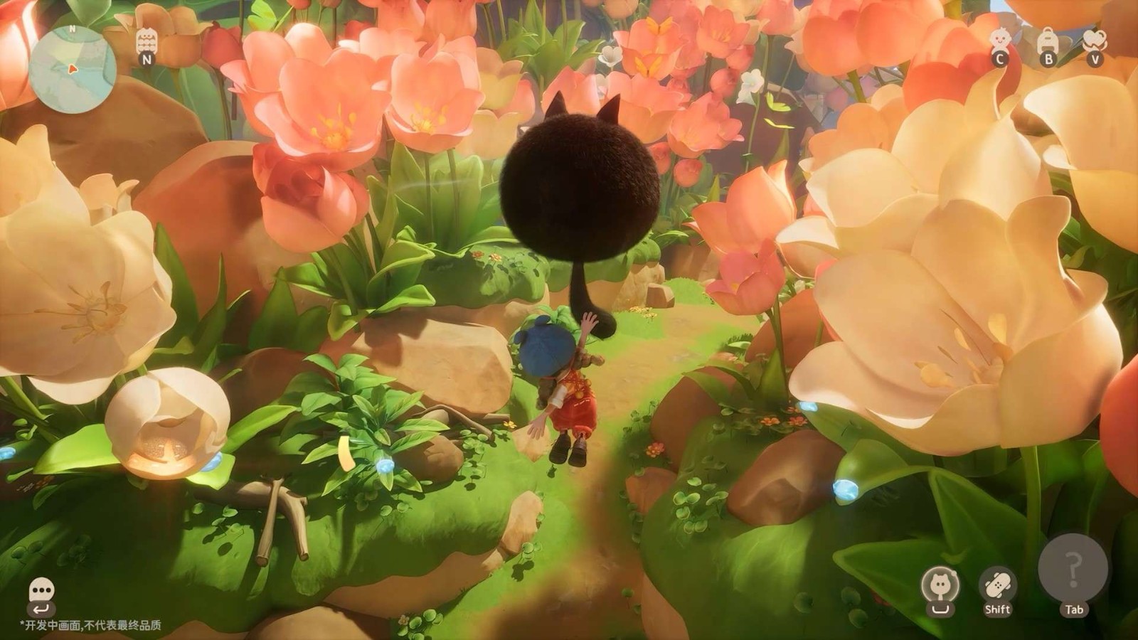 阳光洒落在小人国街道的画面，色彩柔和、角色圆润可爱，宛如童话绘本中的一页