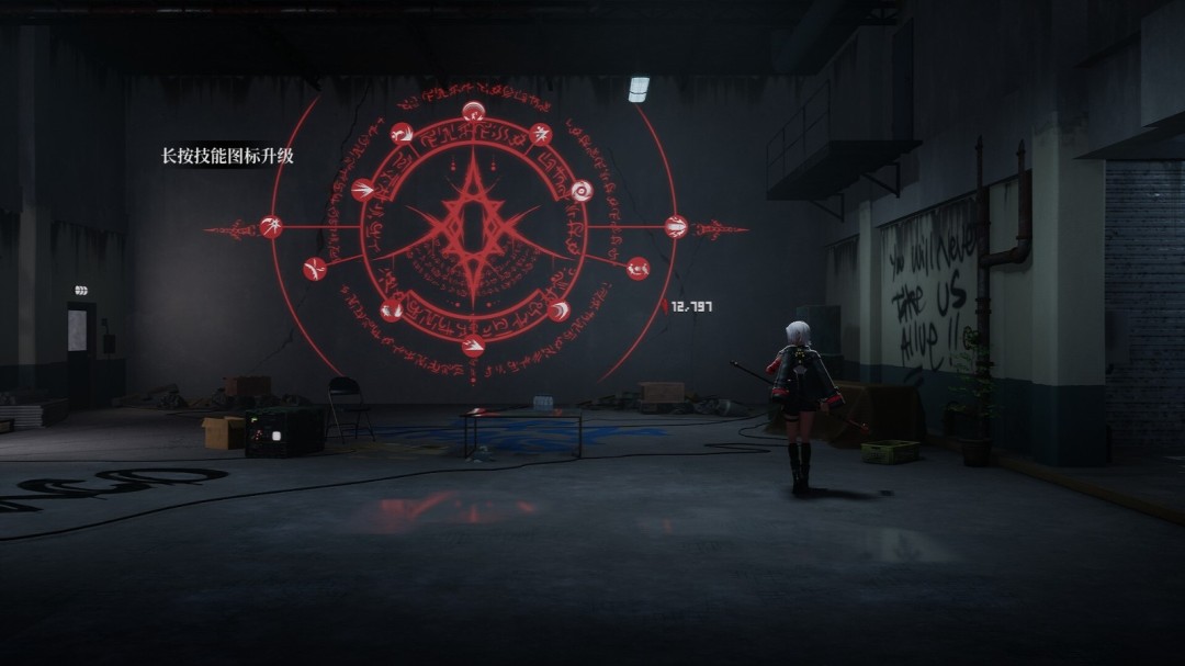 战斗特写镜头，主角以镰刀劈开敌人盾牌，火花与碎屑飞舞