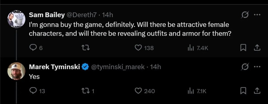 Marek Tyminski接受采访画面截图，神情坚定，身后屏幕显示《堕落之主2》游戏LOGO及战斗场景