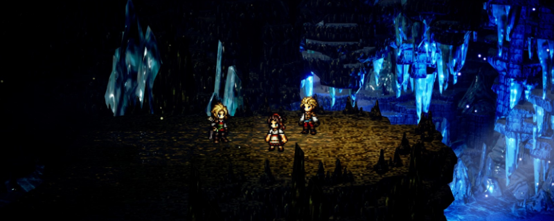 游戏中‘巫女的手记’所在场景截图，位于昏暗神殿内部，石柱环绕，手记置于中央石台上散发微光