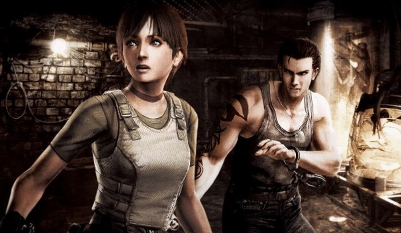 《生化危机0》重制版概念艺术图，展示阴森列车场景与角色轮廓，氛围紧张压抑